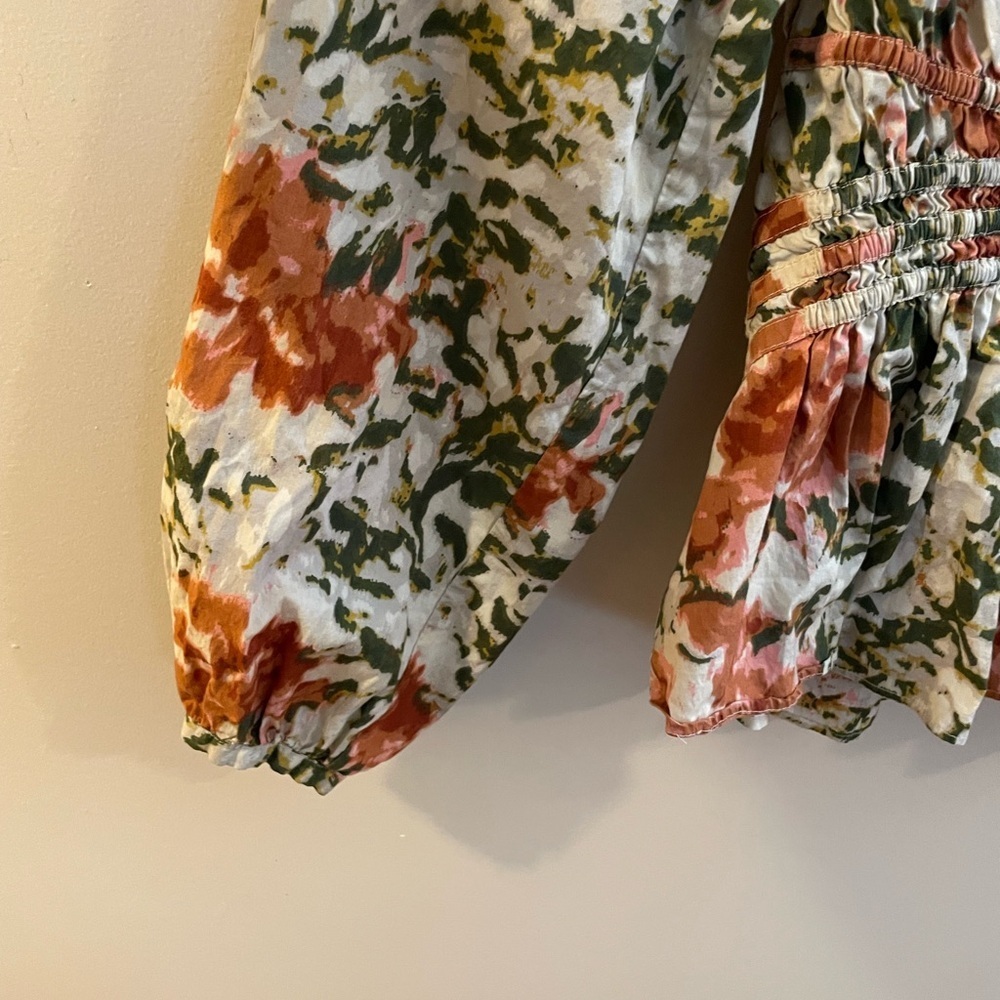 Sam Edelman Floral Long Sleeve Peplum Blouse Size Medium - Picture 4 of 4